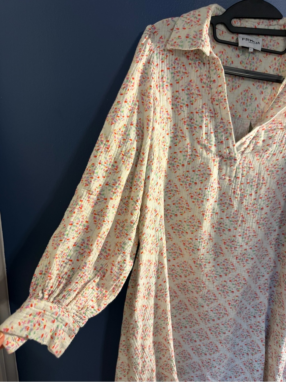 FRNCH Cream dress with Multicolor flowers size Large - Picture 3 of 5
